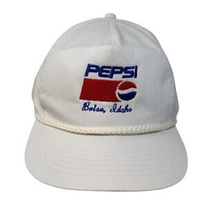 Vintage Pepsi Slideback Trucker Hat White OSFA Embroidered Logo Adjustable